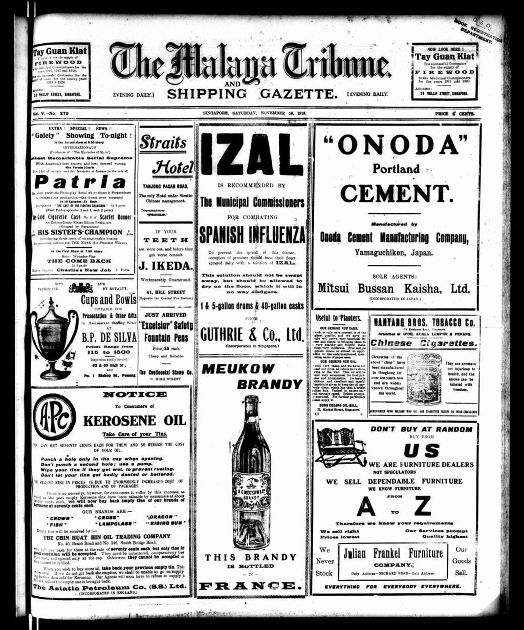 Miniature of Malaya Tribune 16 November 1918