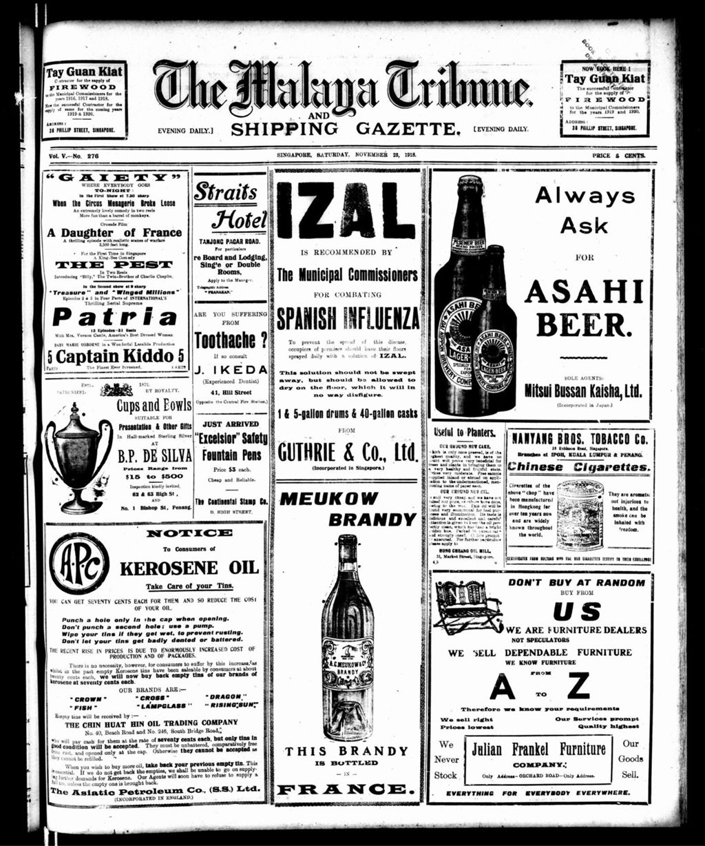 Miniature of Malaya Tribune 23 November 1918