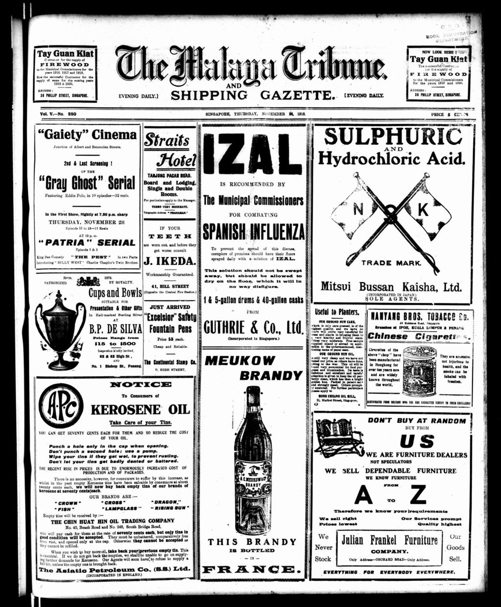 Miniature of Malaya Tribune 28 November 1918