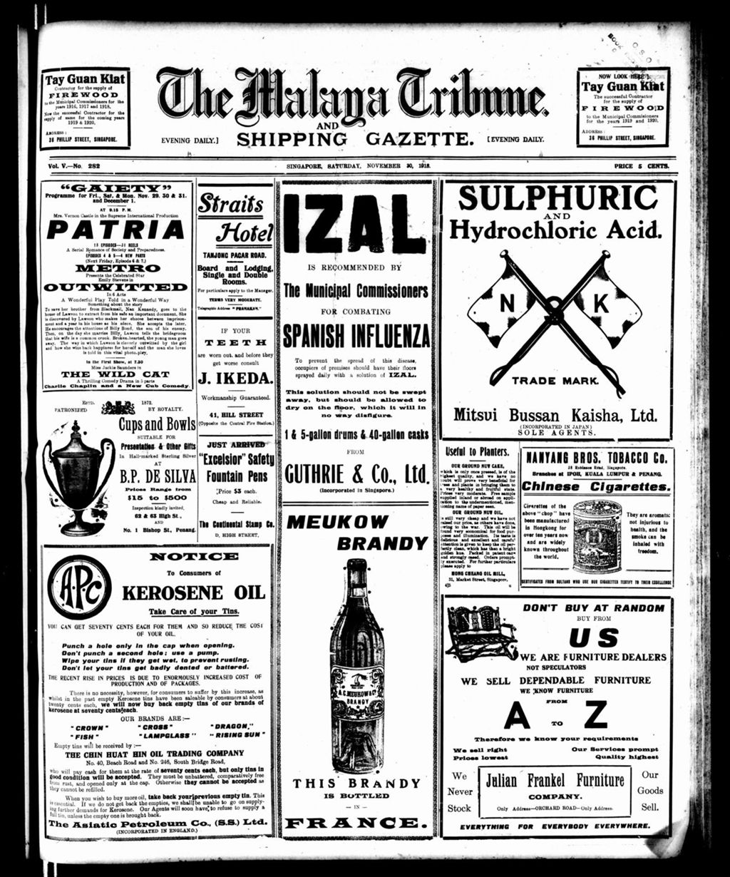 Miniature of Malaya Tribune 30 November 1918