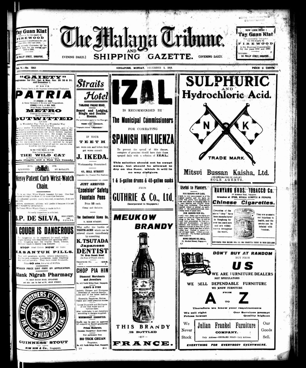 Miniature of Malaya Tribune 02 December 1918