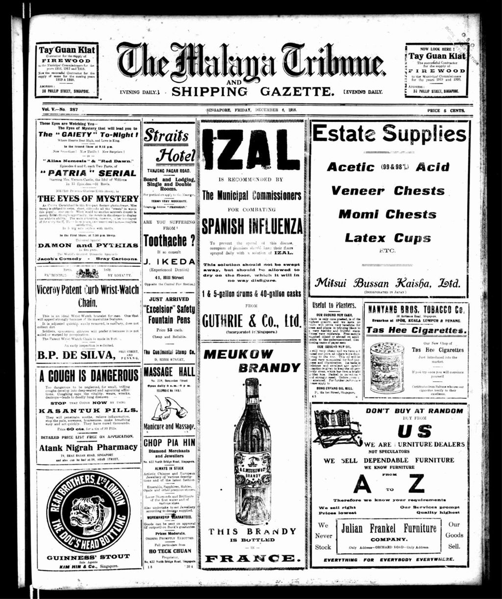 Miniature of Malaya Tribune 06 December 1918