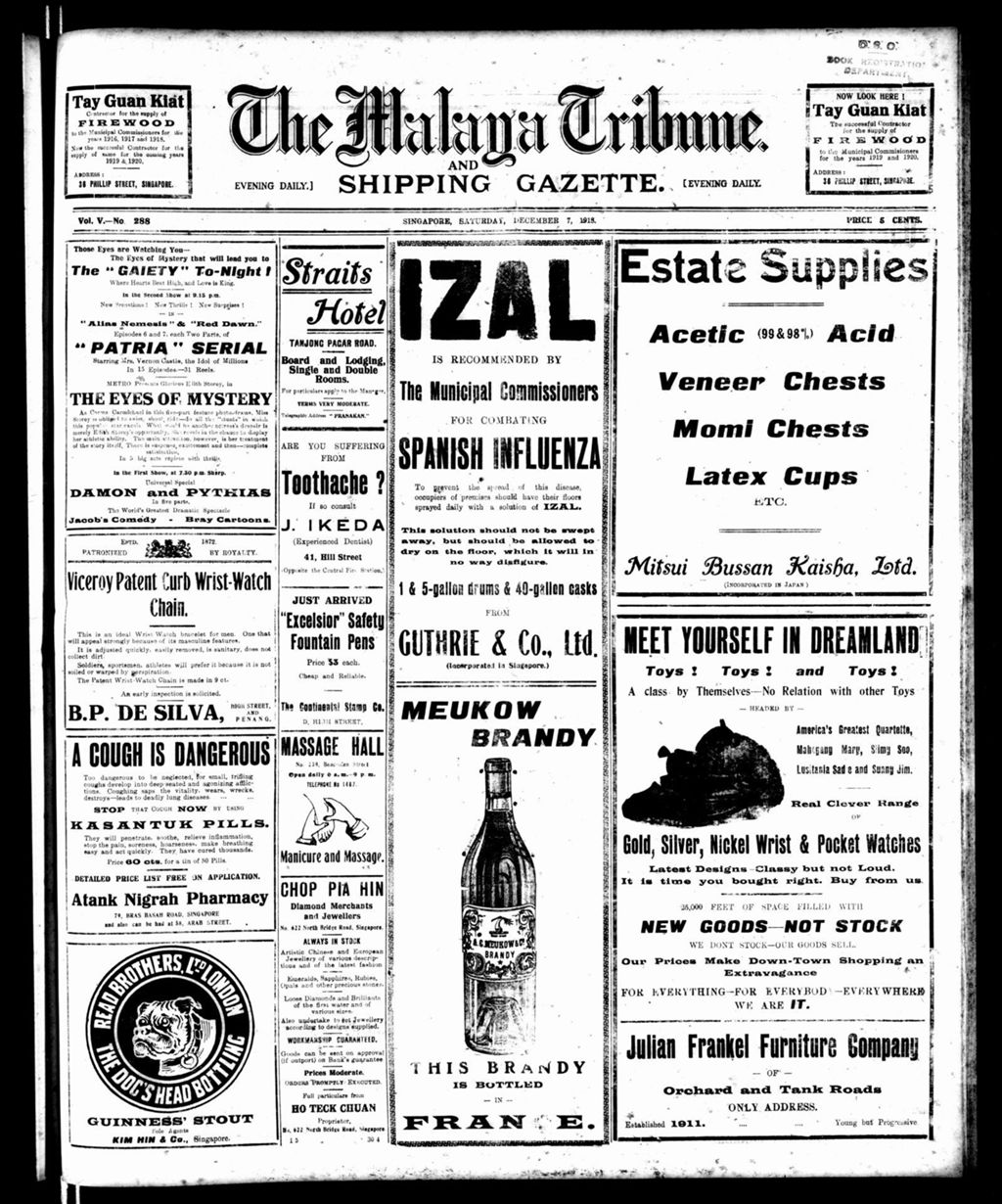 Miniature of Malaya Tribune 07 December 1918