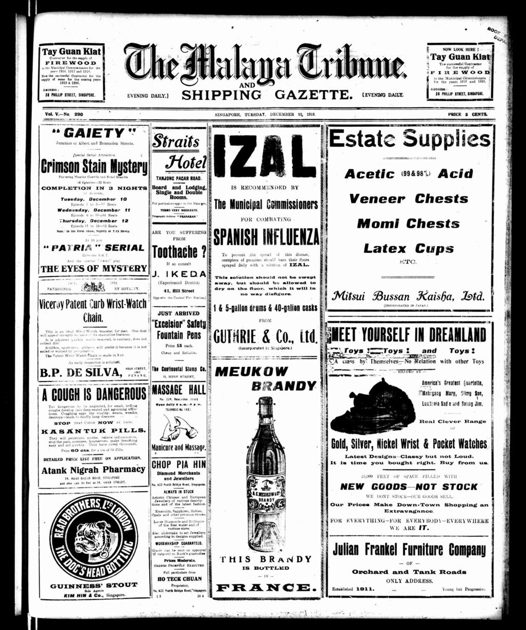 Miniature of Malaya Tribune 10 December 1918