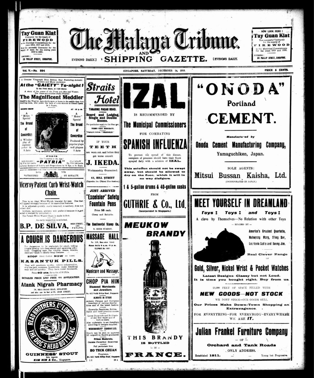 Miniature of Malaya Tribune 14 December 1918