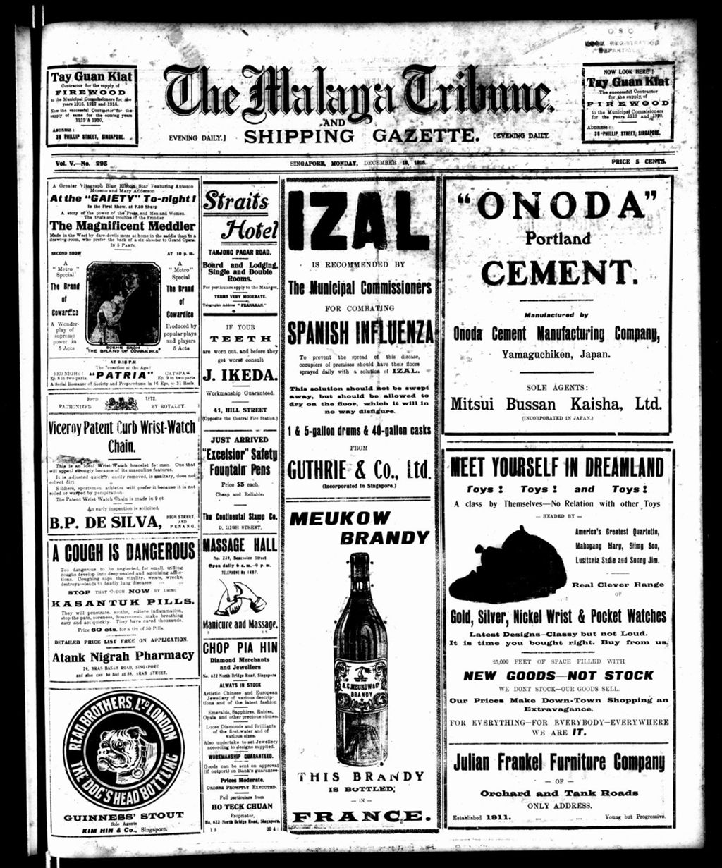 Miniature of Malaya Tribune 16 December 1918