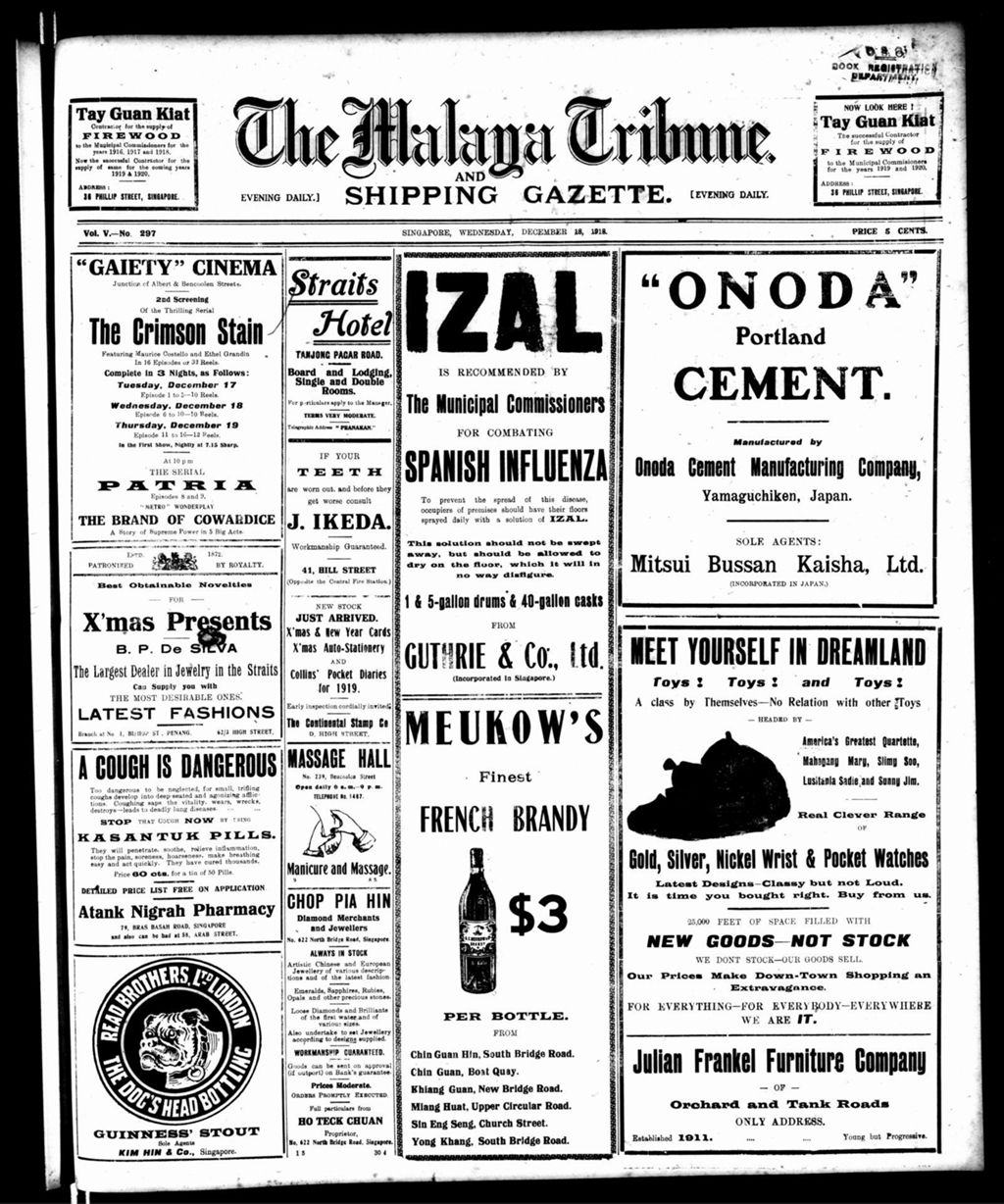 Miniature of Malaya Tribune 18 December 1918