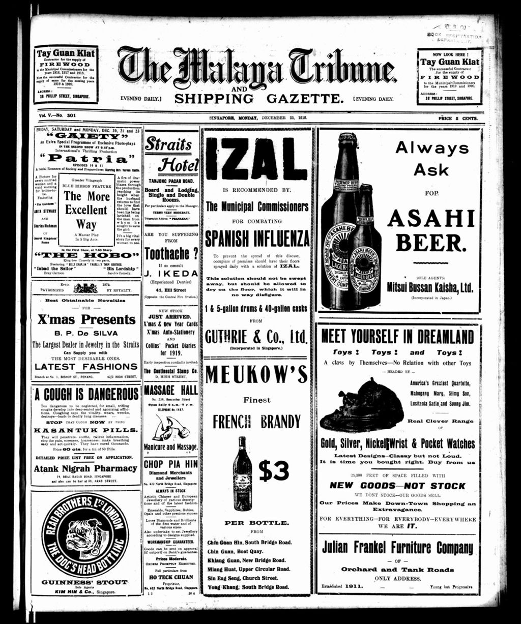 Miniature of Malaya Tribune 23 December 1918