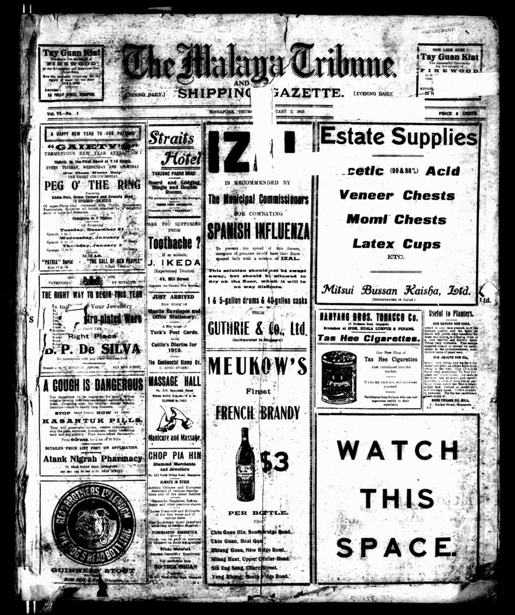 Miniature of Malaya Tribune 02 January 1919