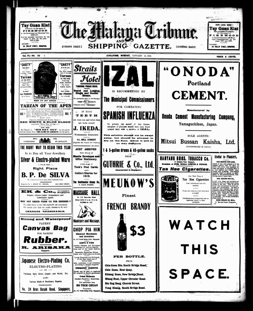 Miniature of Malaya Tribune 13 January 1919