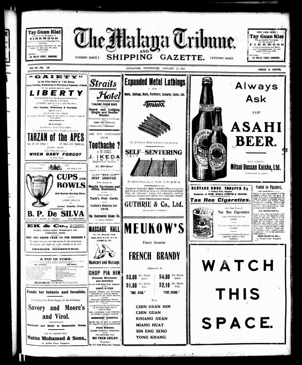 Miniature of Malaya Tribune 22 January 1919