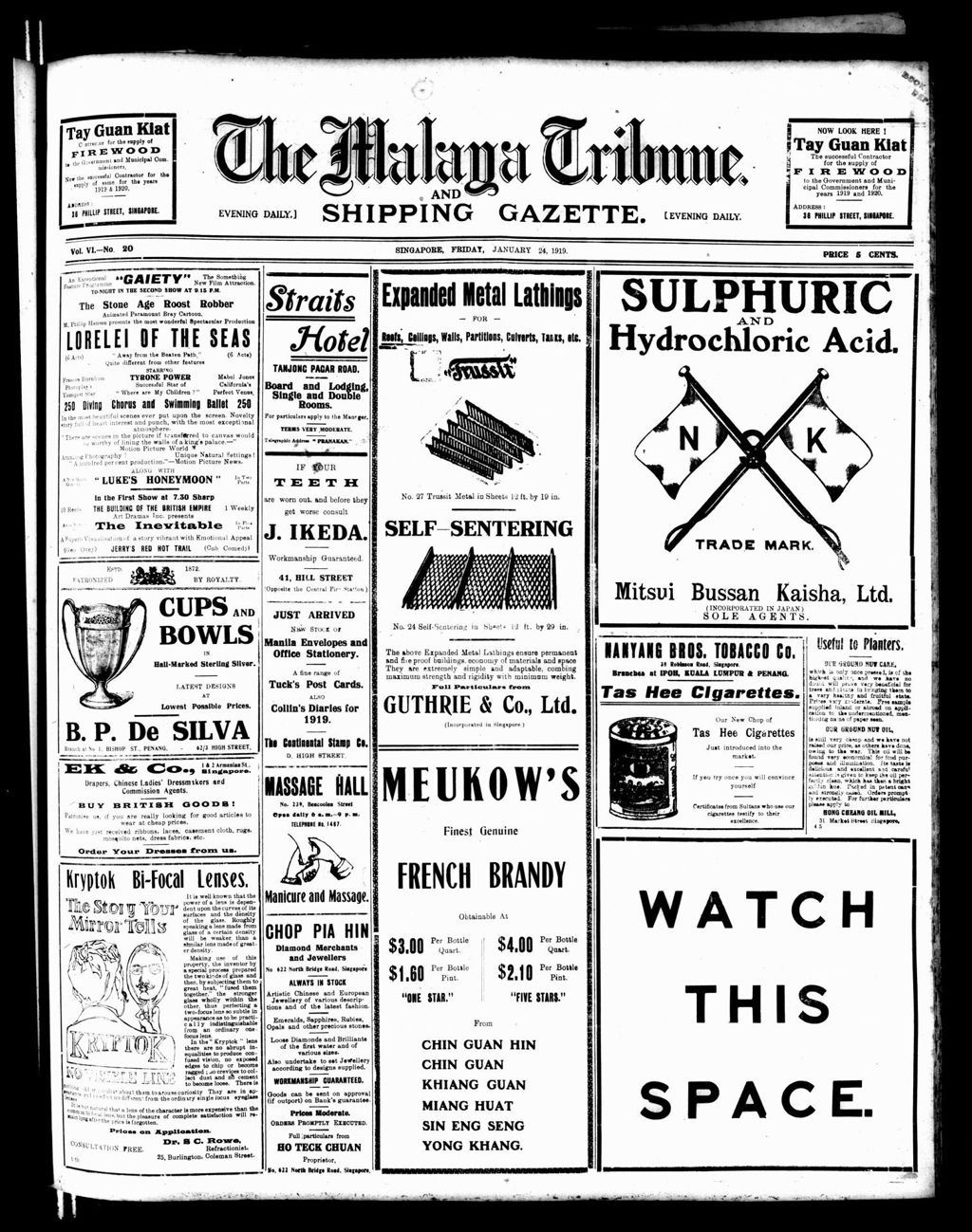 Miniature of Malaya Tribune 24 January 1919