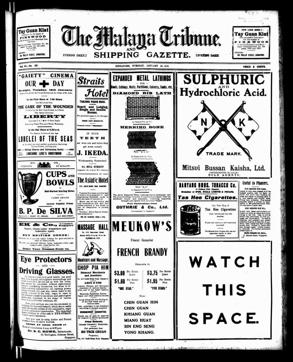 Miniature of Malaya Tribune 28 January 1919