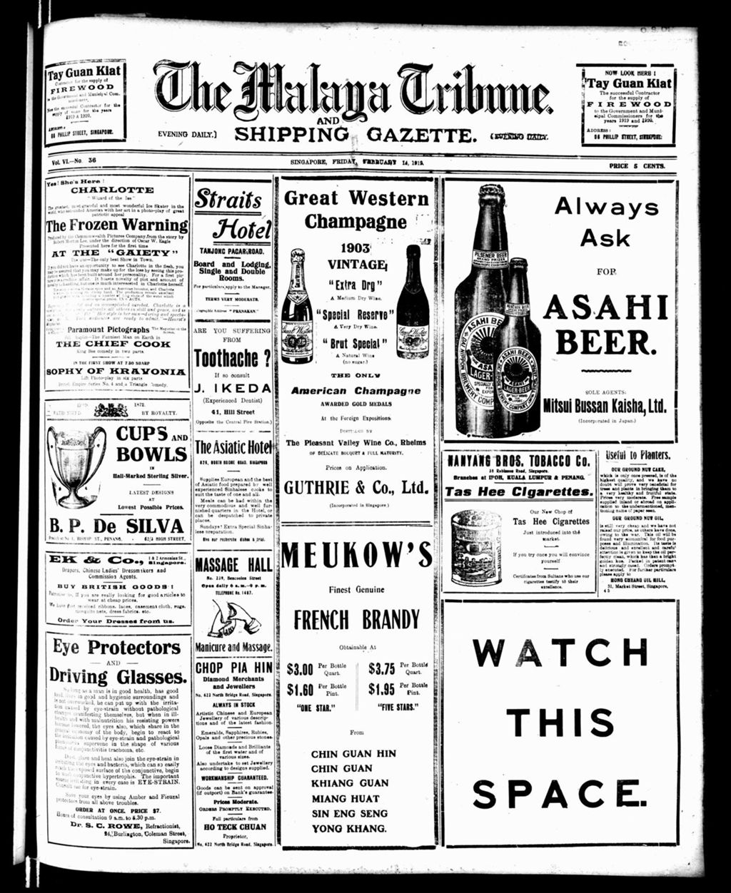 Miniature of Malaya Tribune 14 February 1919