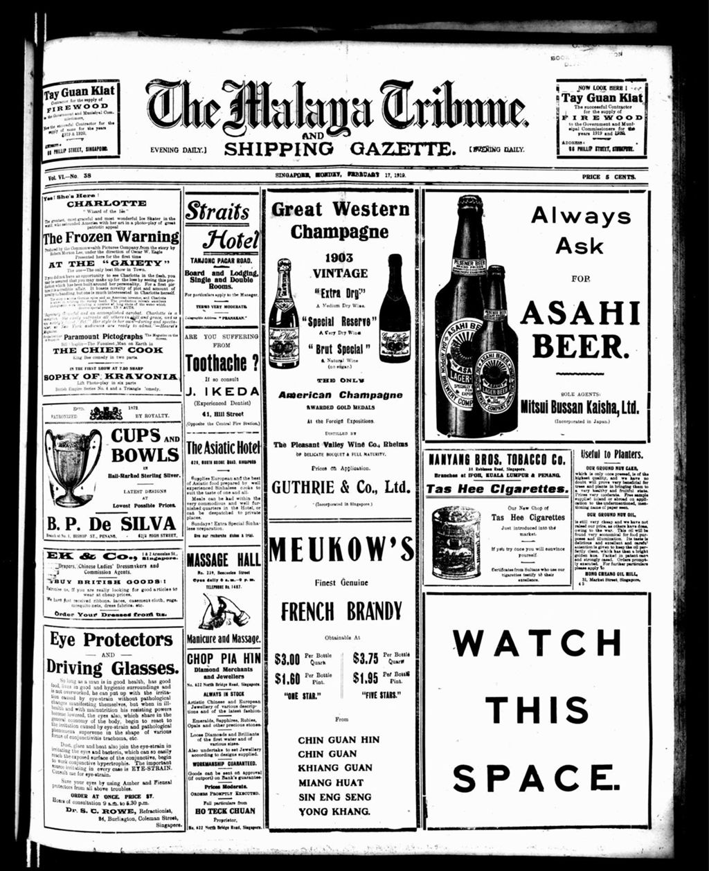 Miniature of Malaya Tribune 17 February 1919