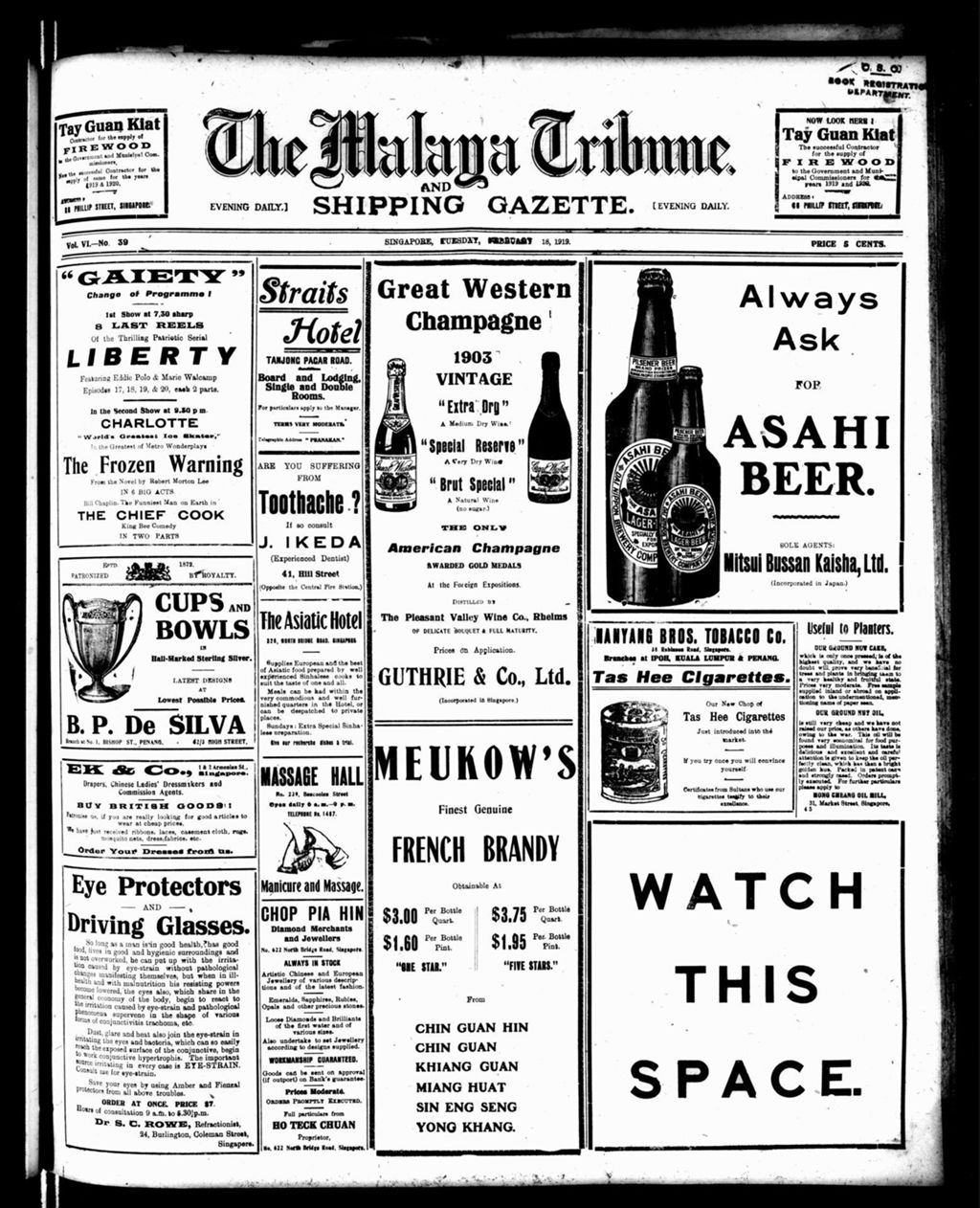 Miniature of Malaya Tribune 18 February 1919