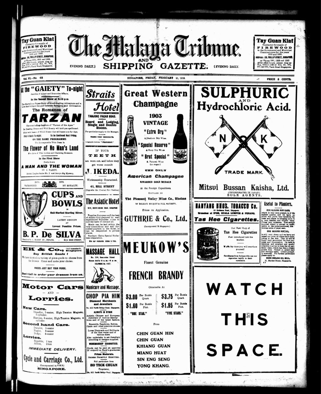 Miniature of Malaya Tribune 21 February 1919