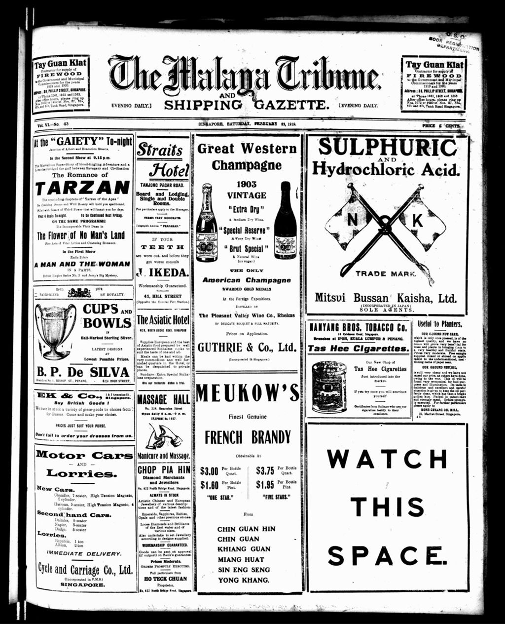 Miniature of Malaya Tribune 22 February 1919