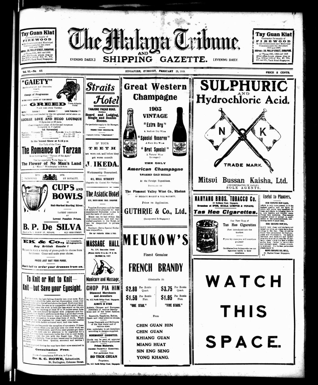 Miniature of Malaya Tribune 25 February 1919