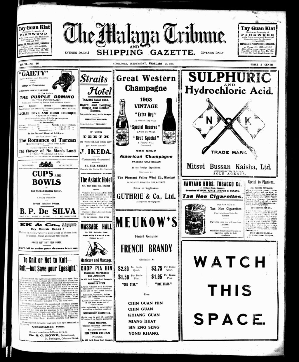 Miniature of Malaya Tribune 26 February 1919