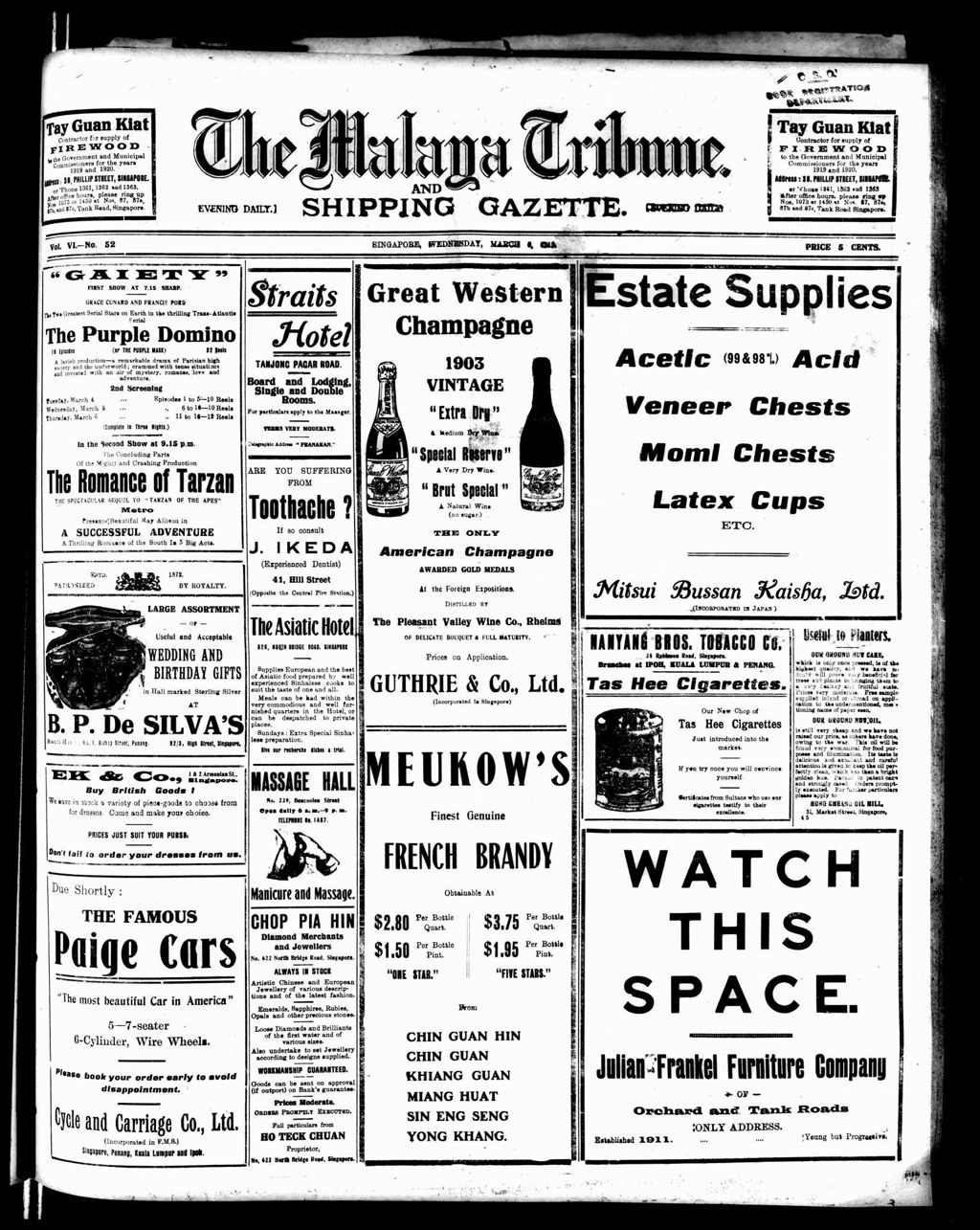 Miniature of Malaya Tribune 05 March 1919