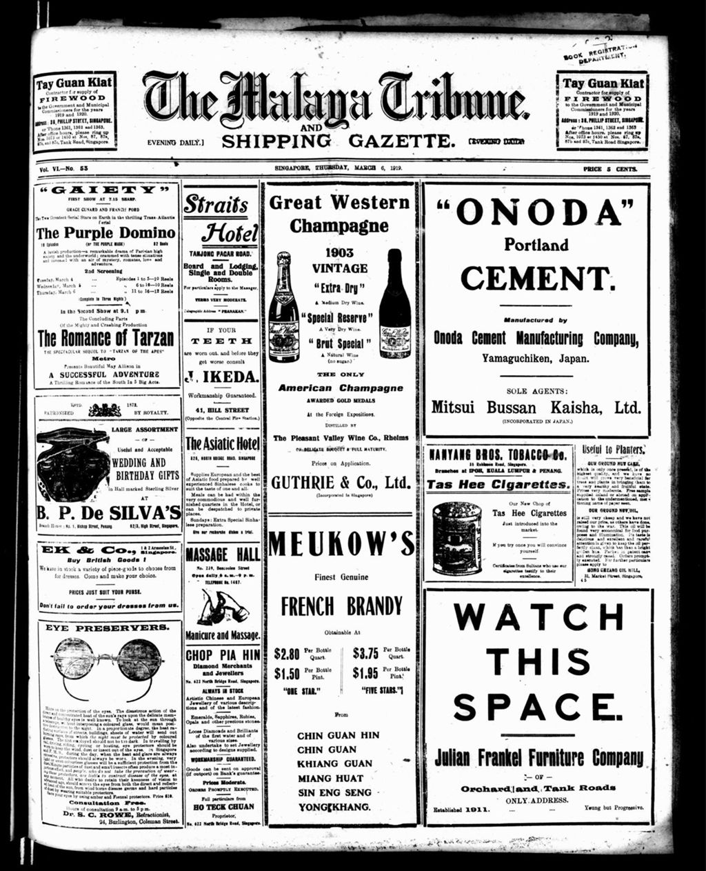 Miniature of Malaya Tribune 06 March 1919