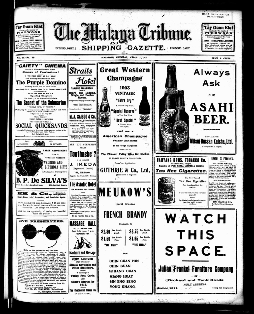 Miniature of Malaya Tribune 13 March 1919