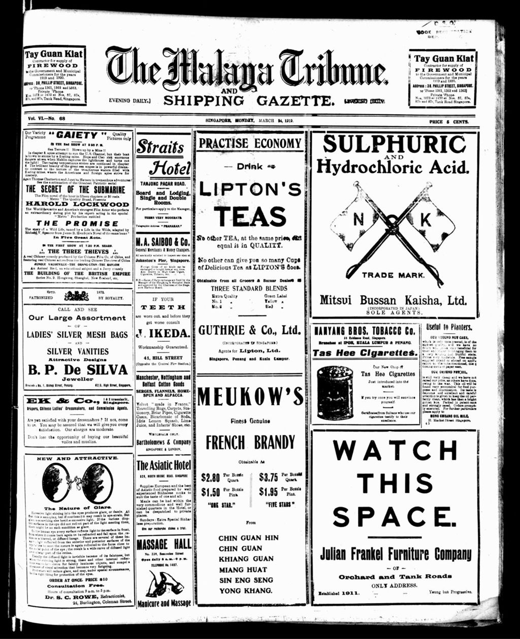 Miniature of Malaya Tribune 24 March 1919