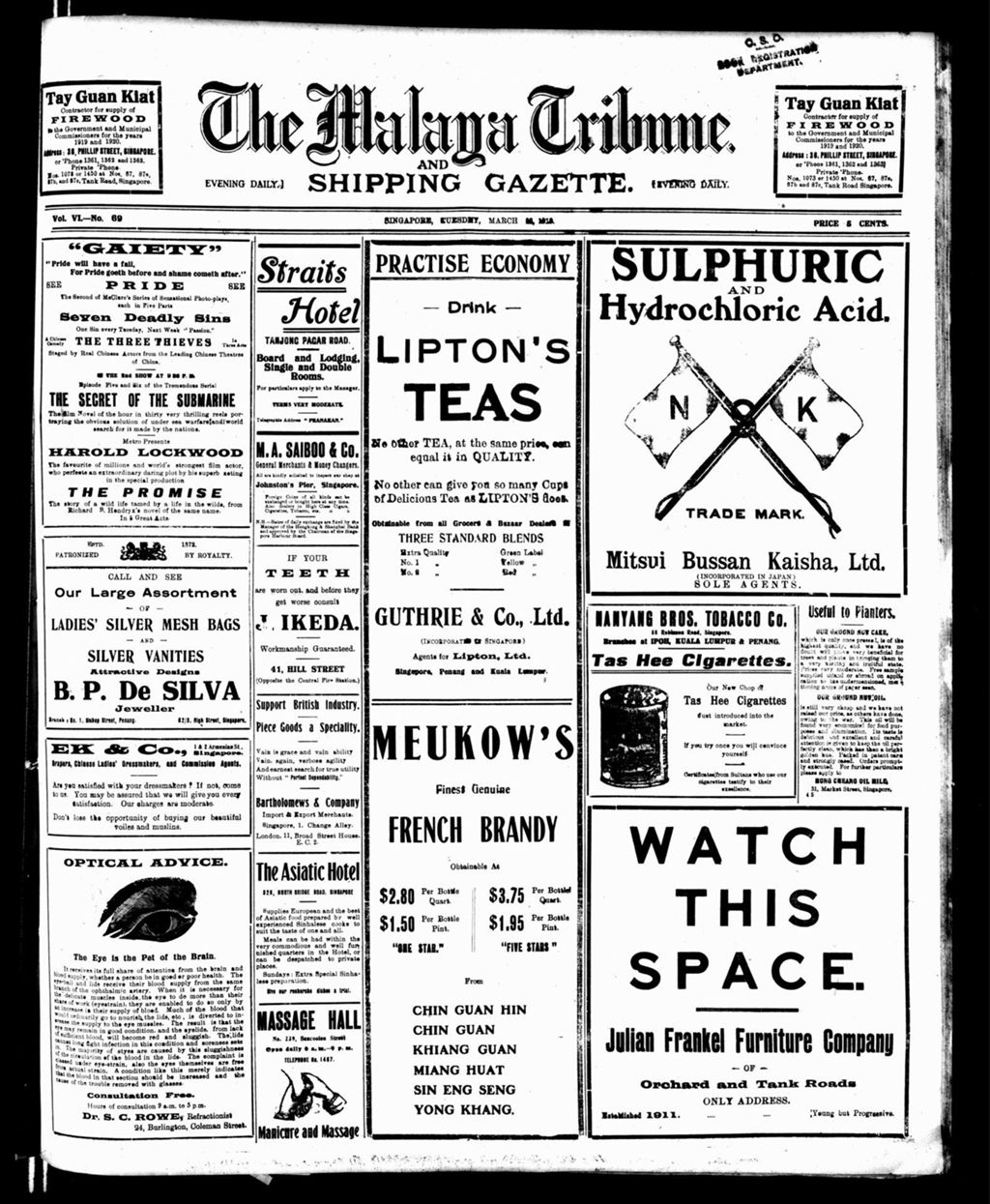 Miniature of Malaya Tribune 25 March 1919