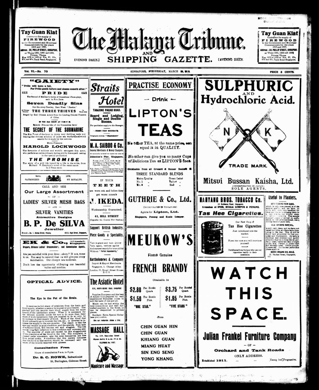 Miniature of Malaya Tribune 26 March 1919