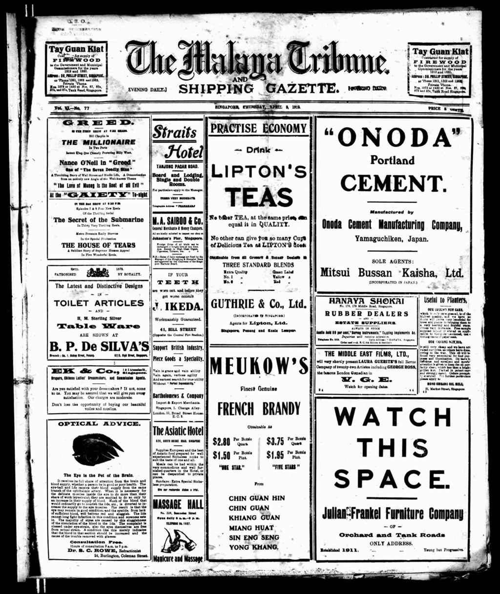 Miniature of Malaya Tribune 03 April 1919