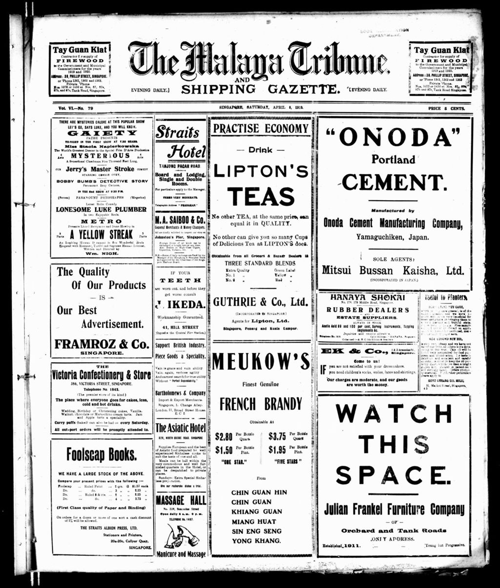 Miniature of Malaya Tribune 05 April 1919