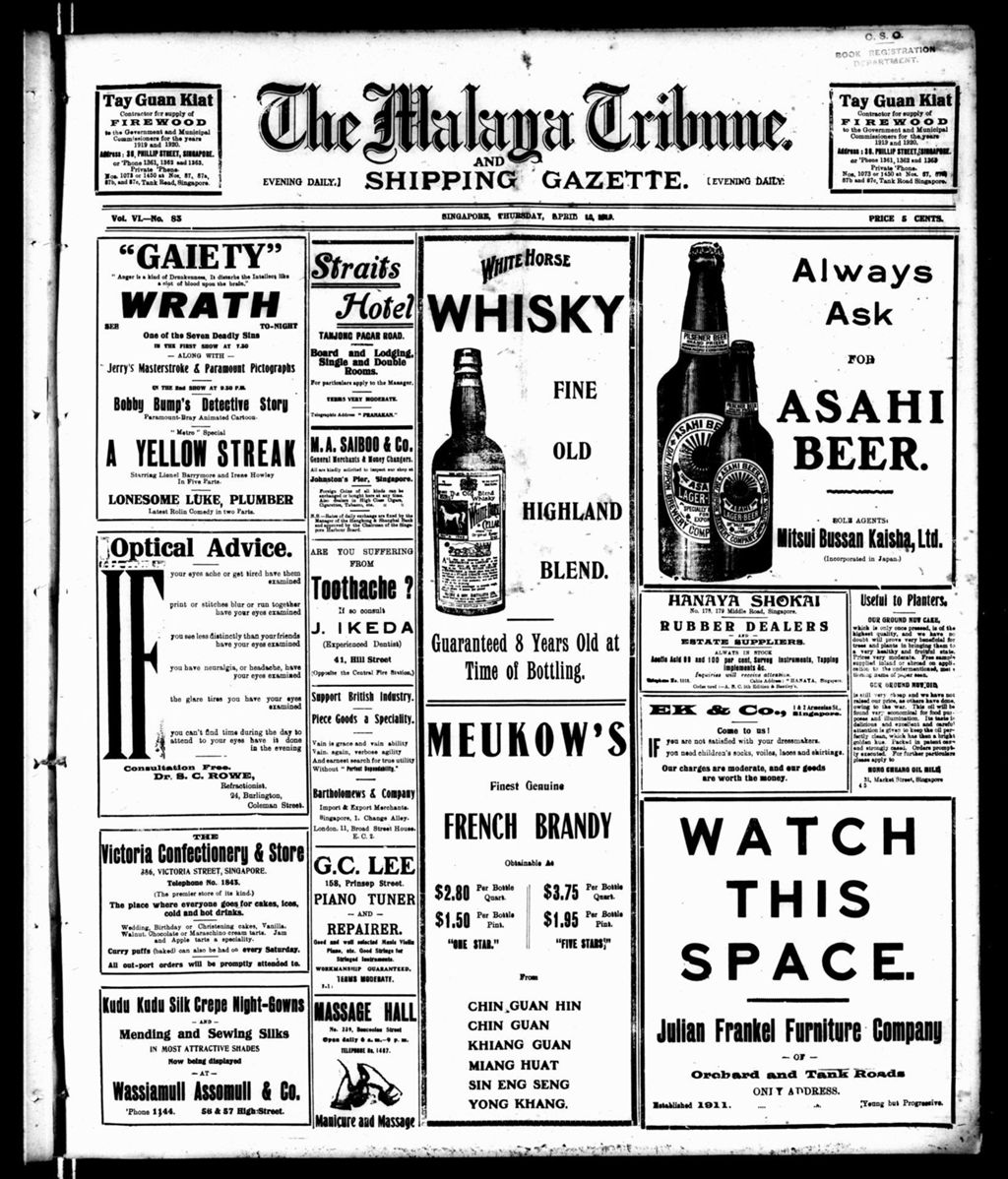 Miniature of Malaya Tribune 10 April 1919