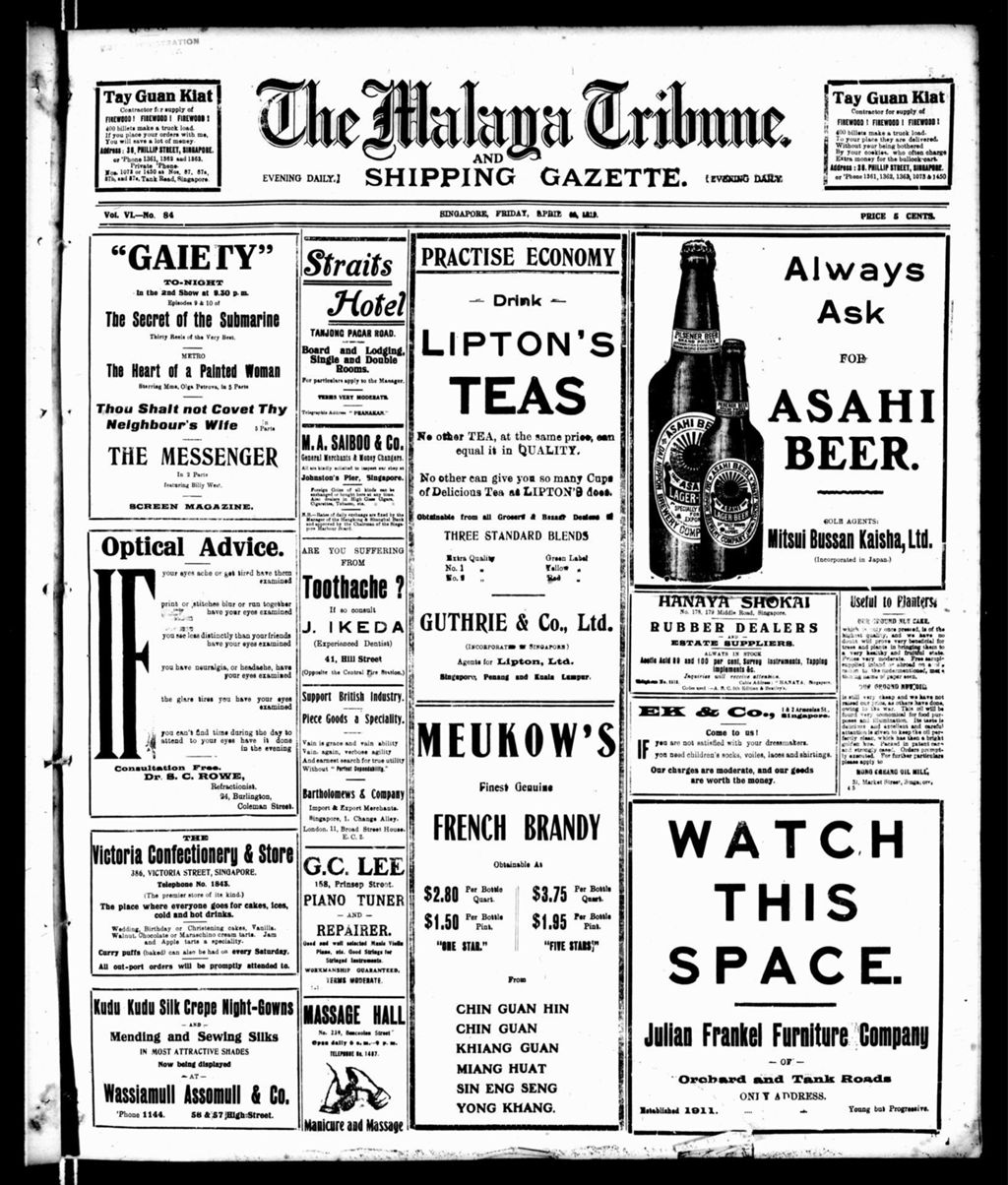 Miniature of Malaya Tribune 11 April 1919