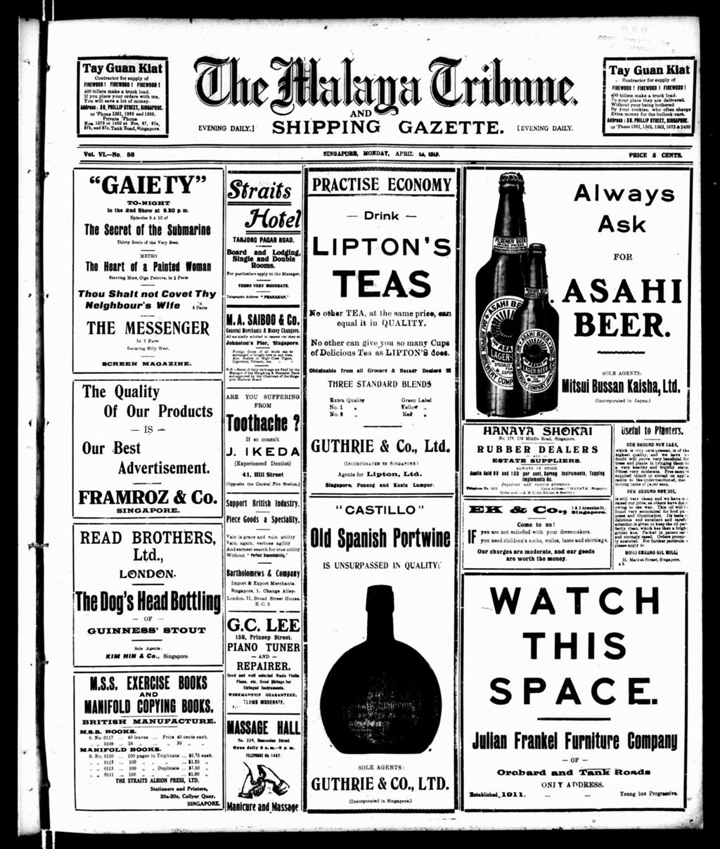 Miniature of Malaya Tribune 14 April 1919