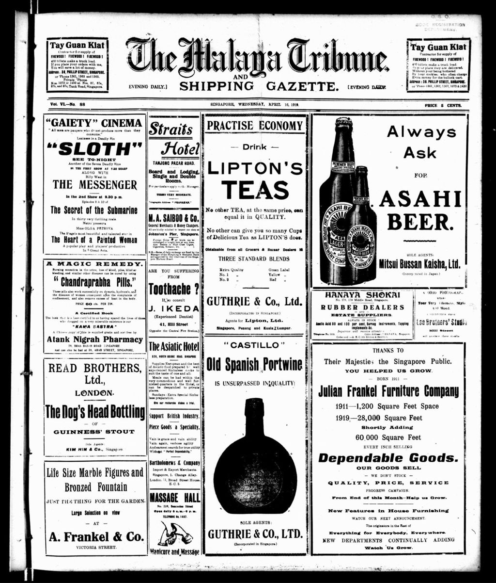 Miniature of Malaya Tribune 16 April 1919