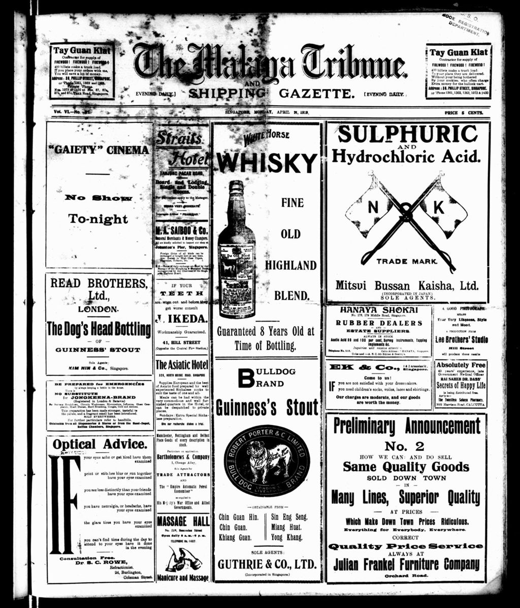 Miniature of Malaya Tribune 21 April 1919