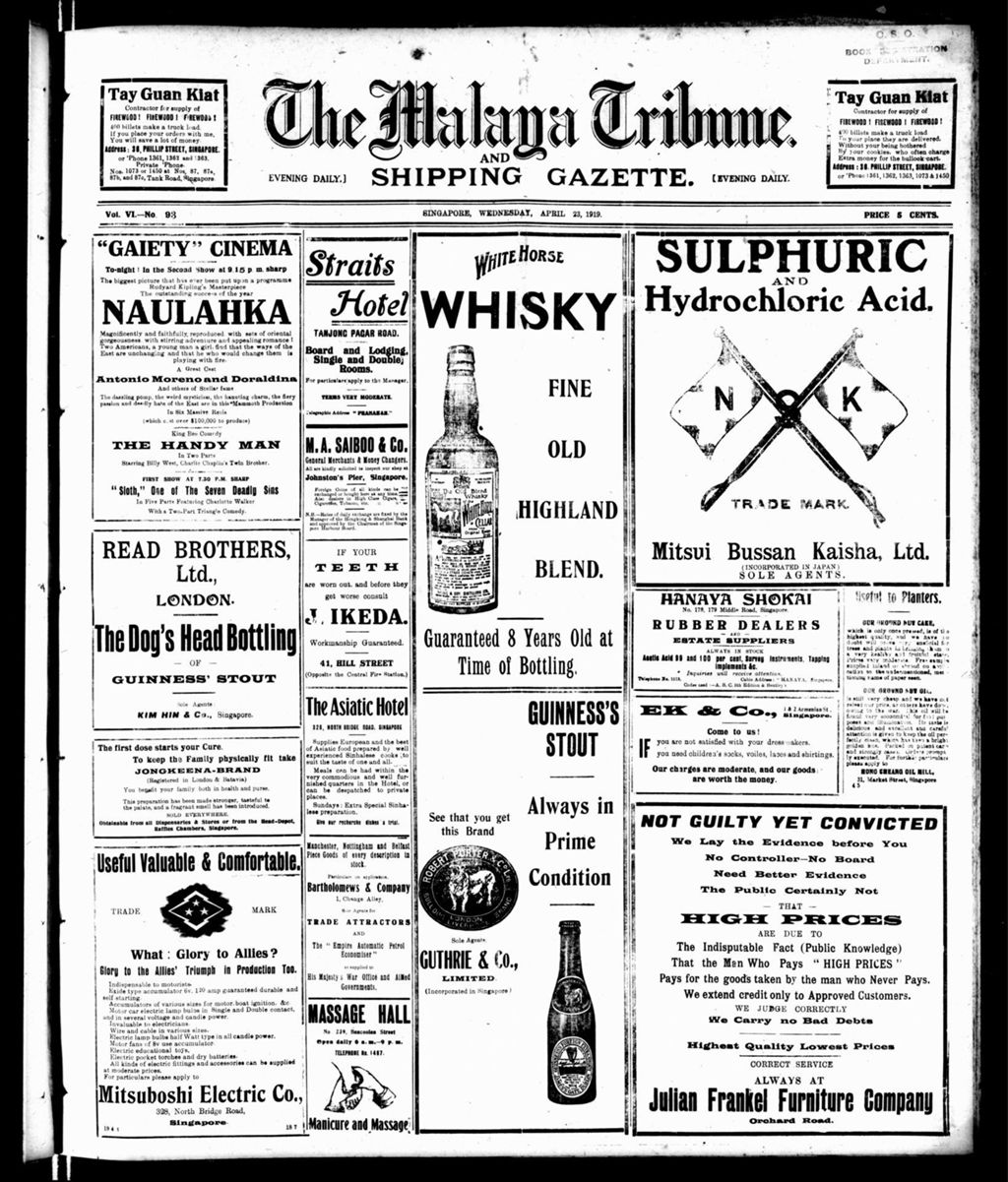 Miniature of Malaya Tribune 23 April 1919