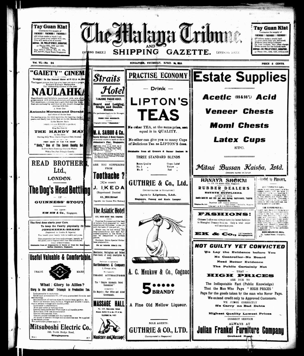 Miniature of Malaya Tribune 24 April 1919