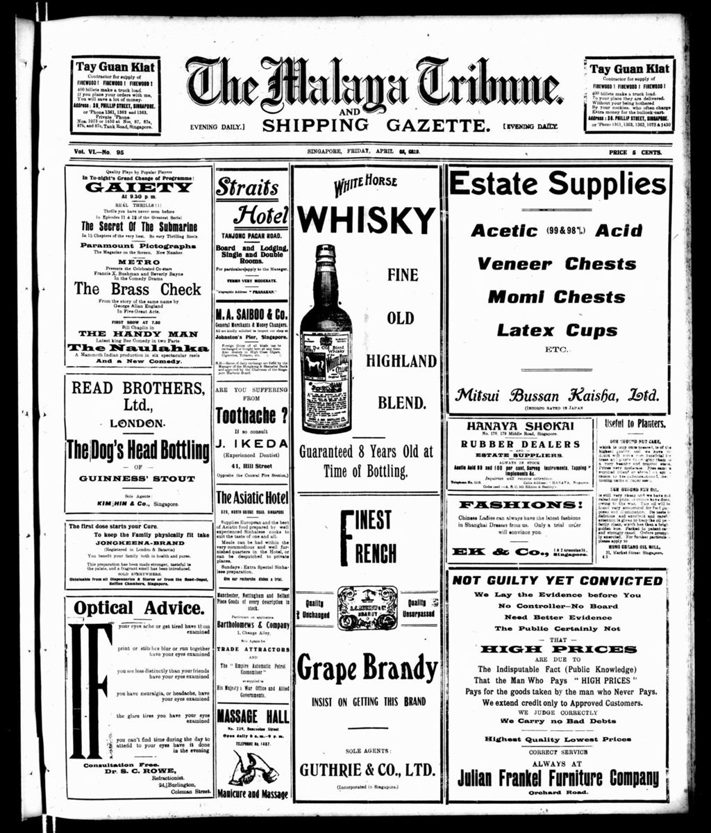 Miniature of Malaya Tribune 25 April 1919