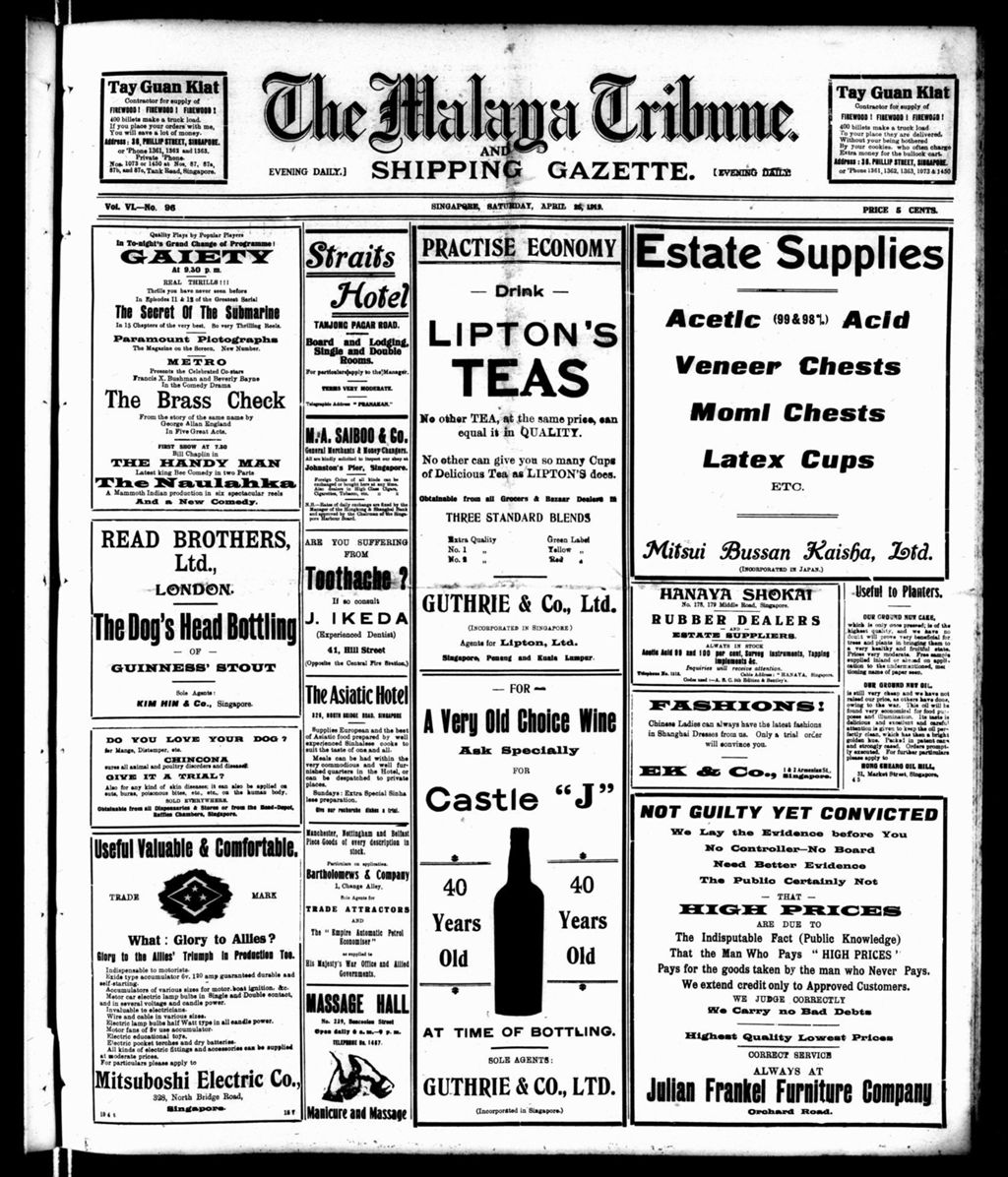 Miniature of Malaya Tribune 26 April 1919