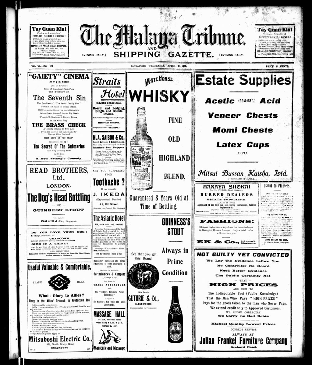 Miniature of Malaya Tribune 30 April 1919