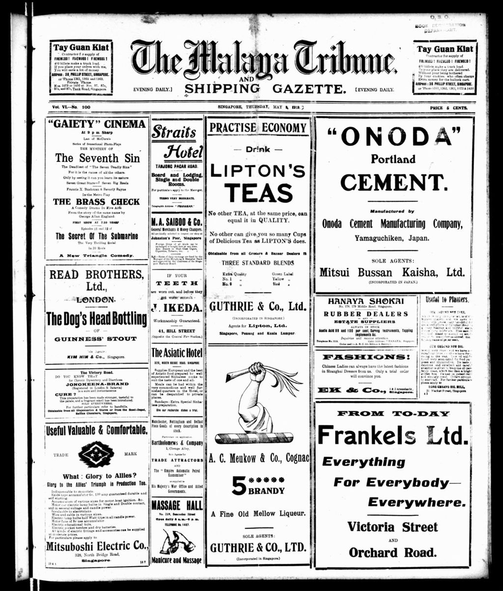 Miniature of Malaya Tribune 01 May 1919