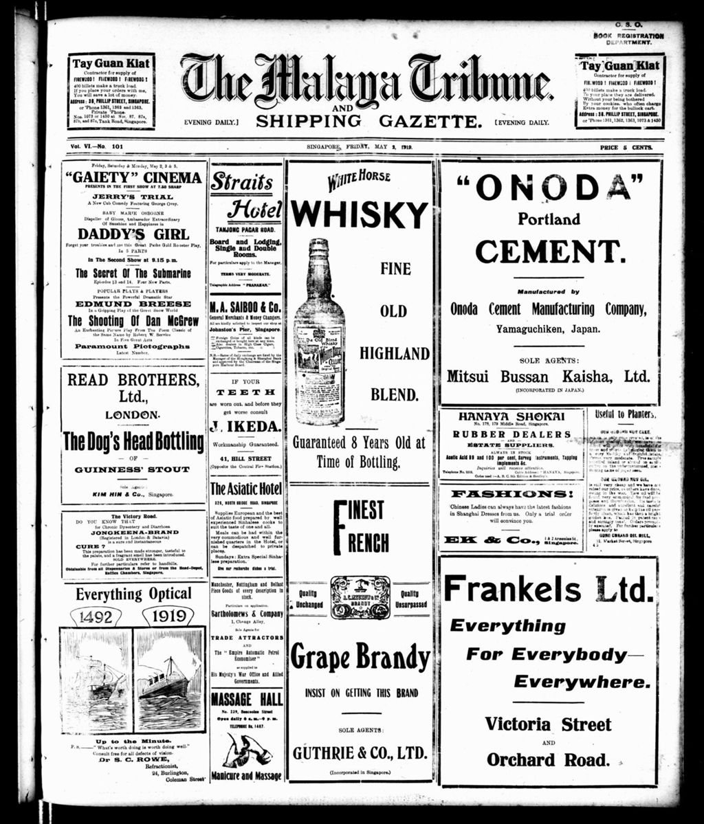 Miniature of Malaya Tribune 02 May 1919