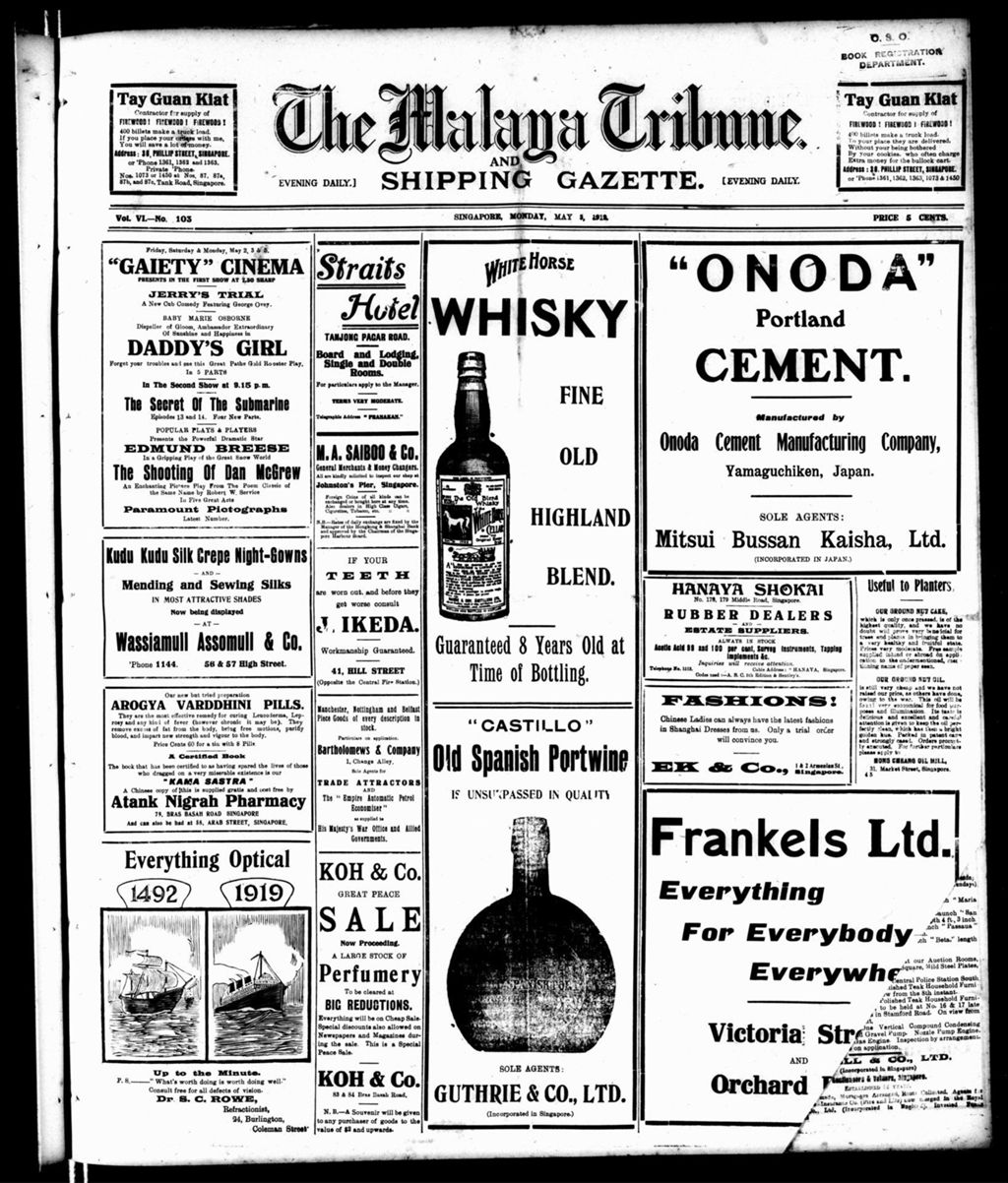 Miniature of Malaya Tribune 05 May 1919