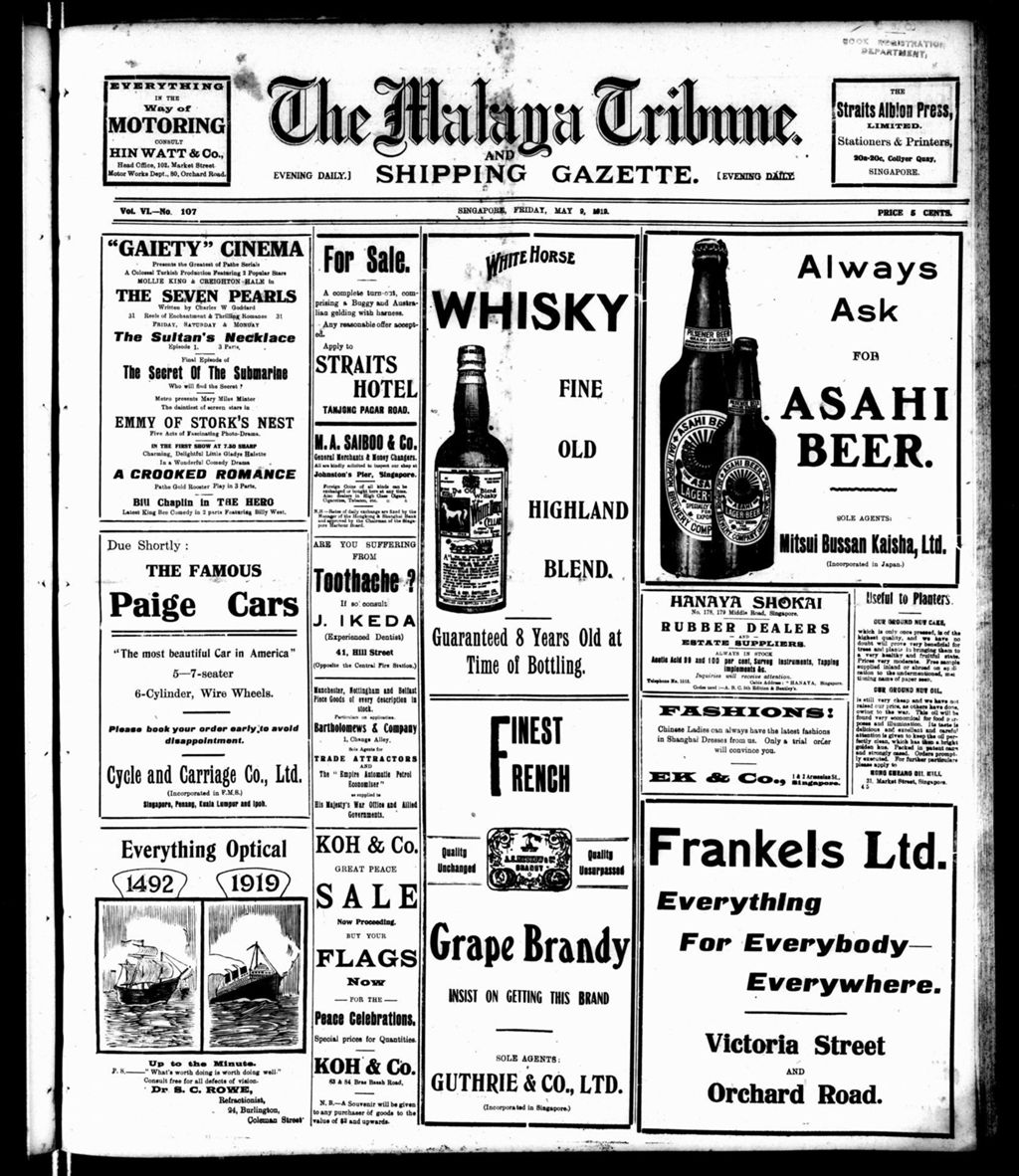 Miniature of Malaya Tribune 09 May 1919