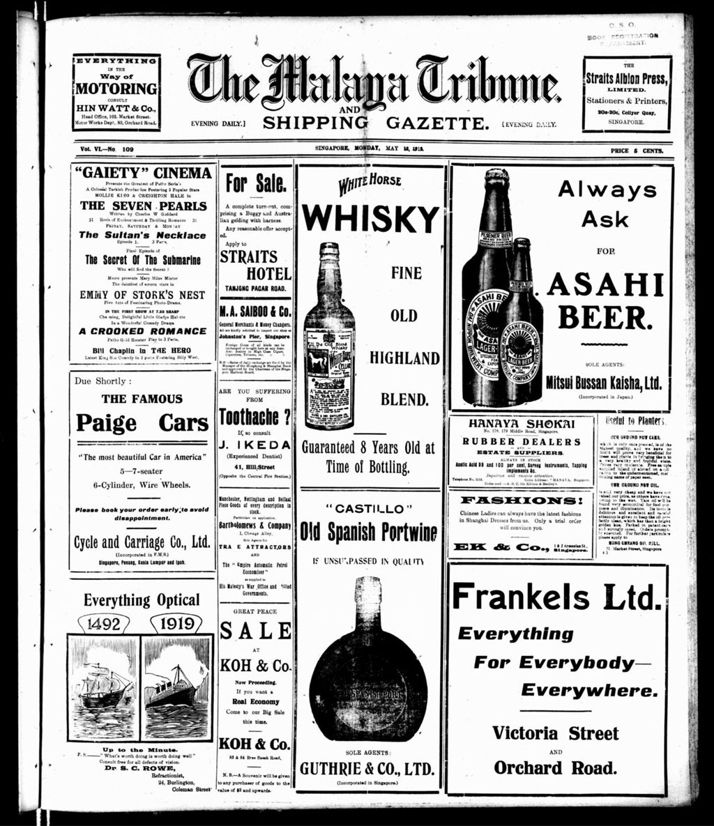 Miniature of Malaya Tribune 12 May 1919