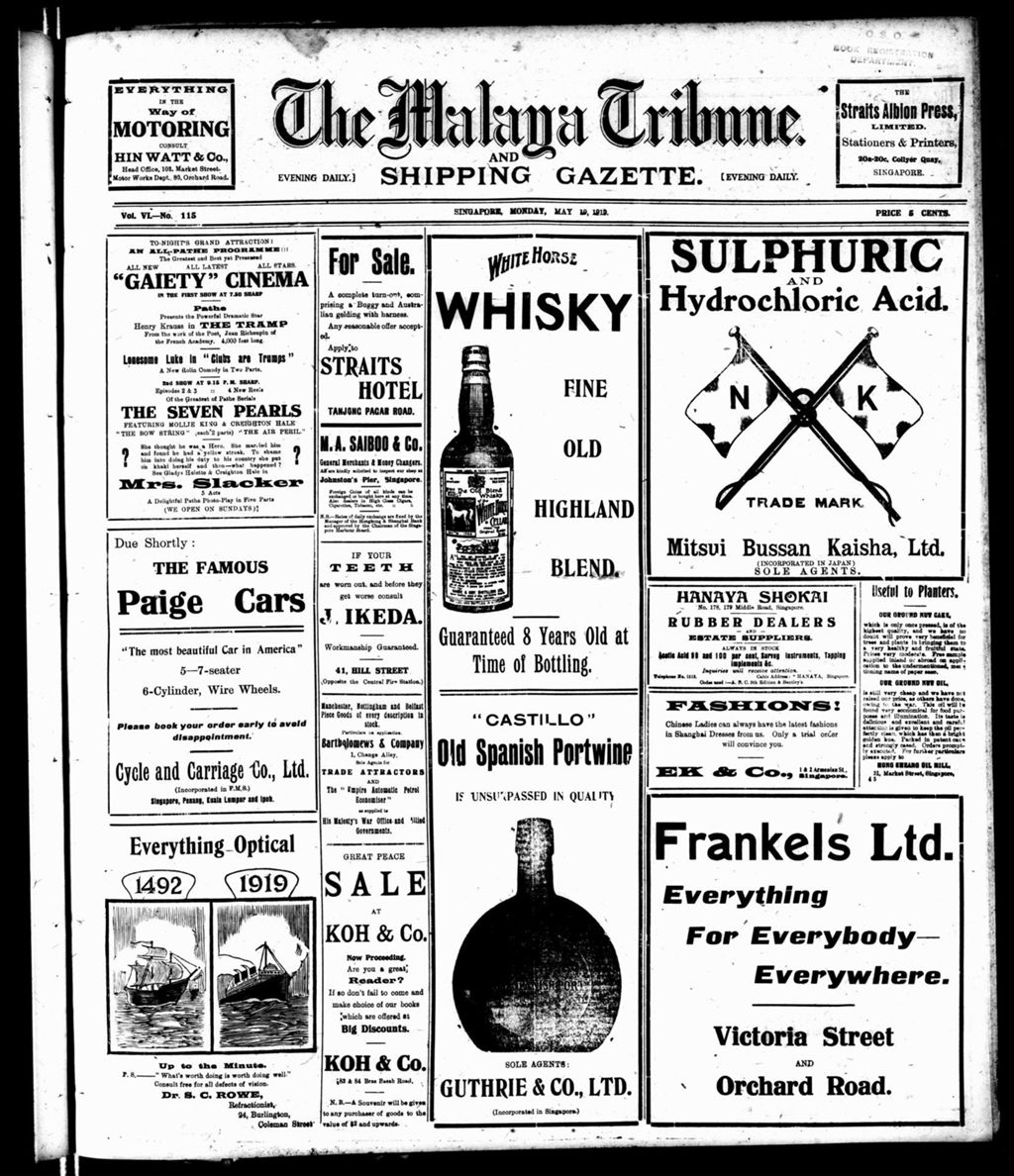 Miniature of Malaya Tribune 19 May 1919