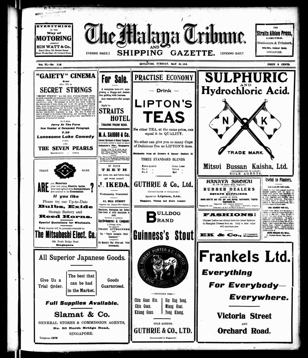 Miniature of Malaya Tribune 20 May 1919