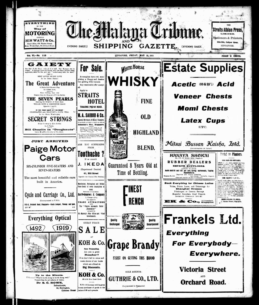 Miniature of Malaya Tribune 23 May 1919